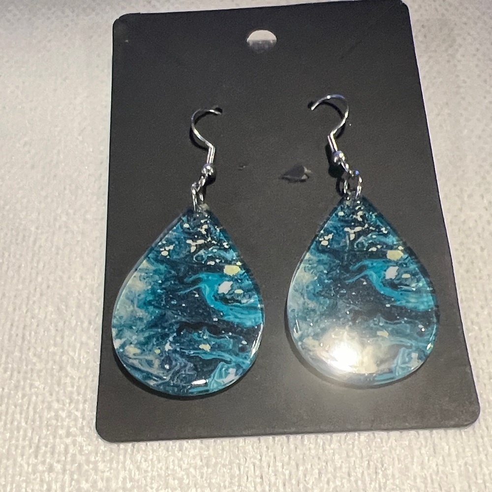 Oceanic Swirl Teardrop Earrings